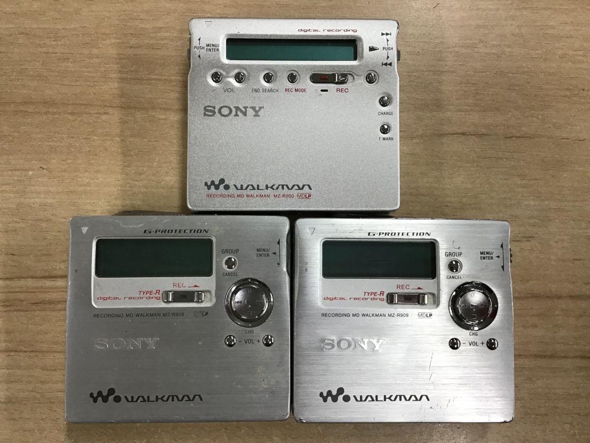 SONY MZ-R909 MZ-R900 ソニー walkman MDプレーヤー MDウォークマン 3点セット◆ジャンク品 [1416W]_画像1