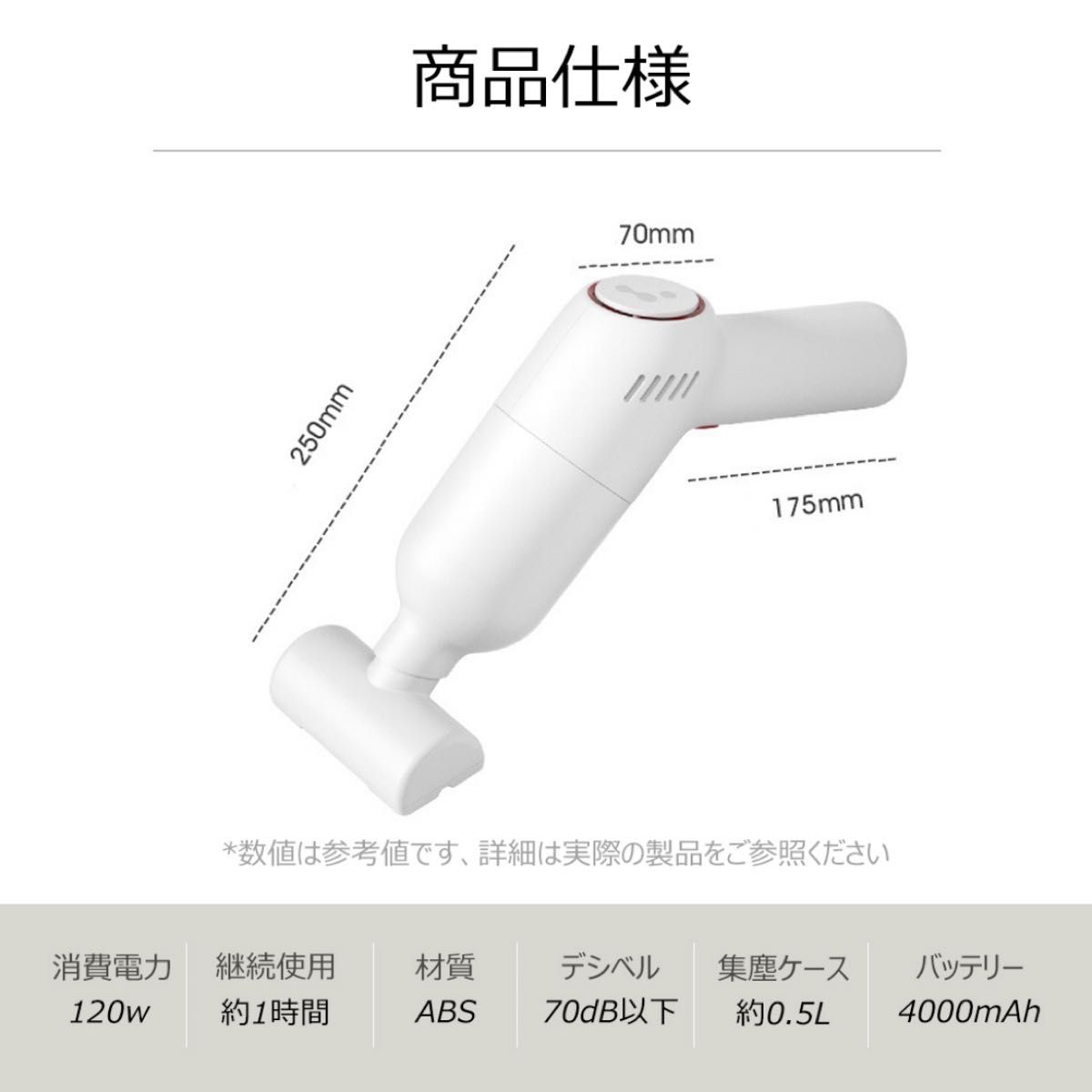 ハンディクリーナー ハンディ掃除機 車載 強力 軽量 小型 乾湿両用 卓上クリーナー USB充電式