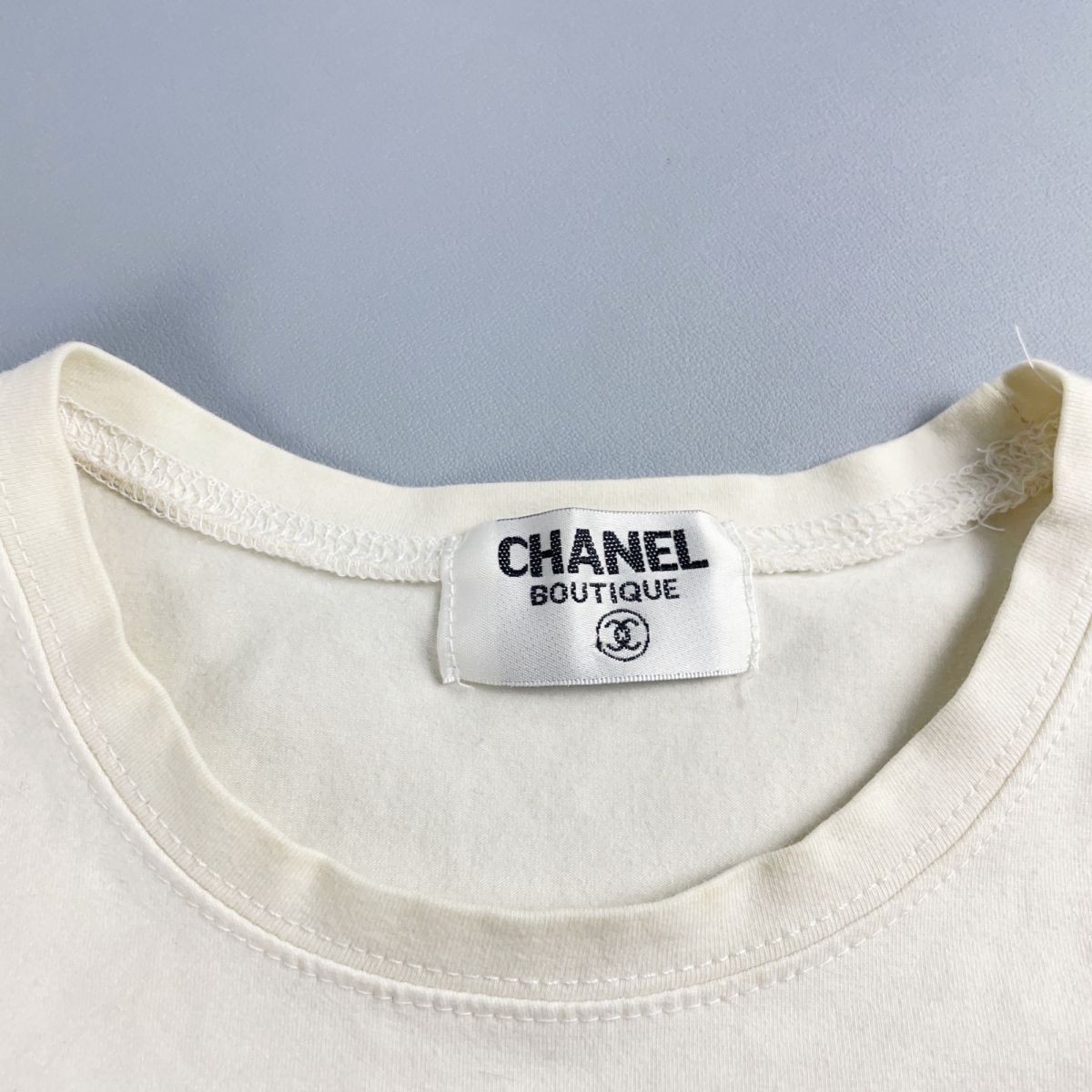 CHANEL シャネル カメリアココマーク刺繍Tシャツ トップス 半袖 レディース 白 ホワイト サイズS*JC777_画像5