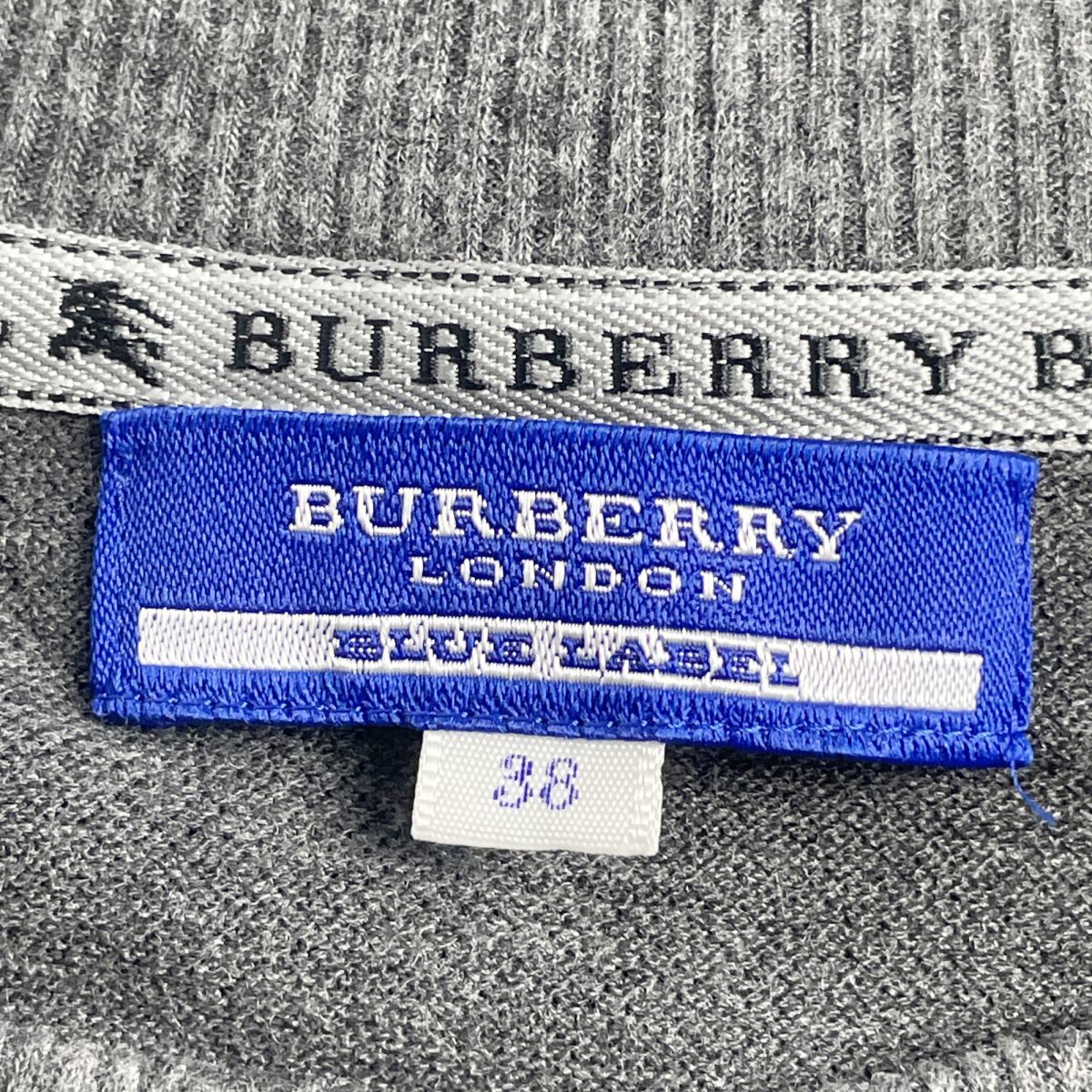 美品 BURBERRY BLUE LABEL バーバリー ブルーレーベル 文字ワッペン 長袖カットソー トップス レディース グレー サイズ38*JC524の画像5