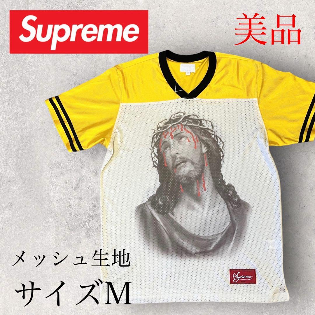 美品】Supreme シュプリーム センタービッグ ロゴ入りメッシュ Tシャツ