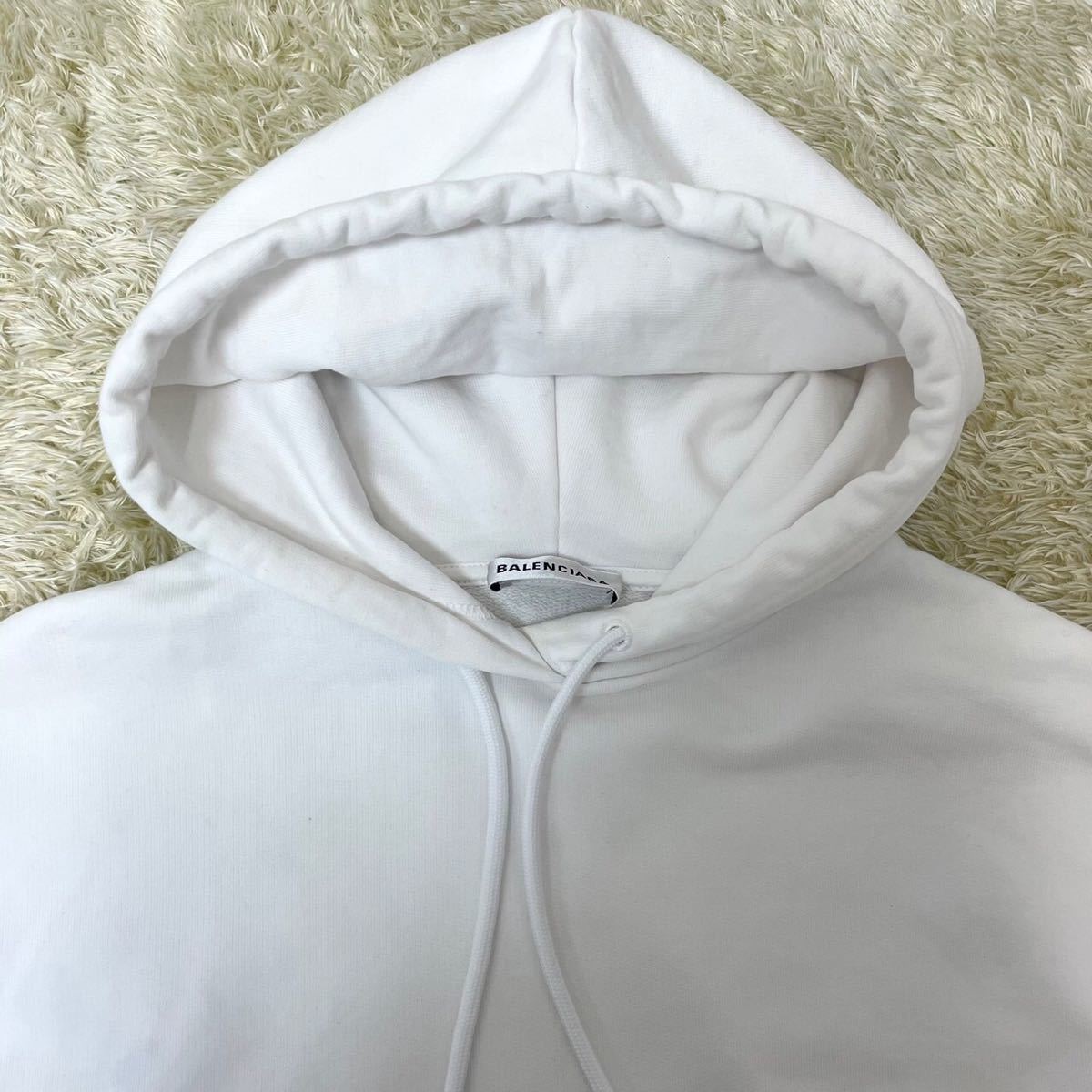 1円】 バレンシアガ パーカー バックロゴ XS ホワイト BALENCIAGA プル