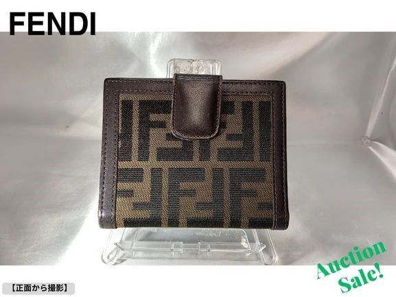 ★☆フェンディ FENDI 二つ折り財布 Wホック ズッカ柄 2251-01692-009 カーキ×ブラック×ダークブラウン★☆_画像1