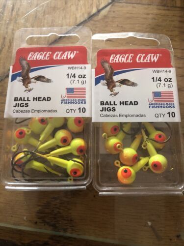 Eagle Claw Ball Head Fishing Jig, White with Bronze Hook, 3/8 oz