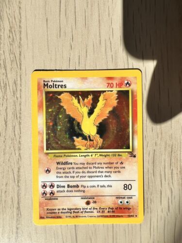 Mavin  Moltres Fossil Unlimited Set 12/62 Shiny Holo Rare Genuine Pokemon  Card 1999
