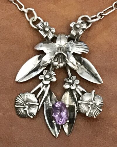 VTG CAROL FELLEY NATIVE AMERICAN ANGLO STERLING 925 FLORAL