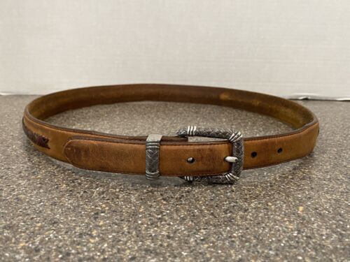 Fossil Women's Brown Braided Weaved Leather Belt sz M