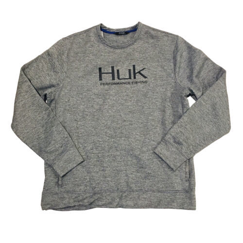 Huk Performance Fishing Long Sleeve Pocket Sweatshirt Size Large