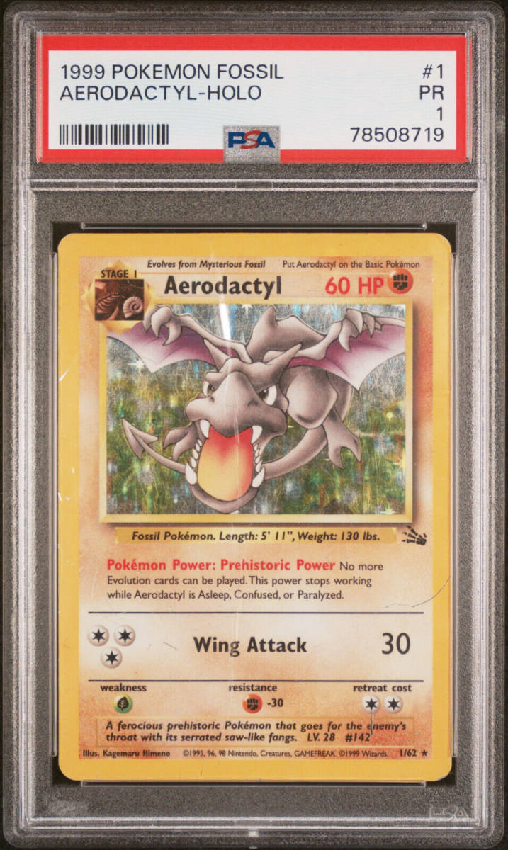 PSA 1 POOR - Aerodactyl 1999 Fossil 1/62 HOLO Pokemon Card 海外 即決-