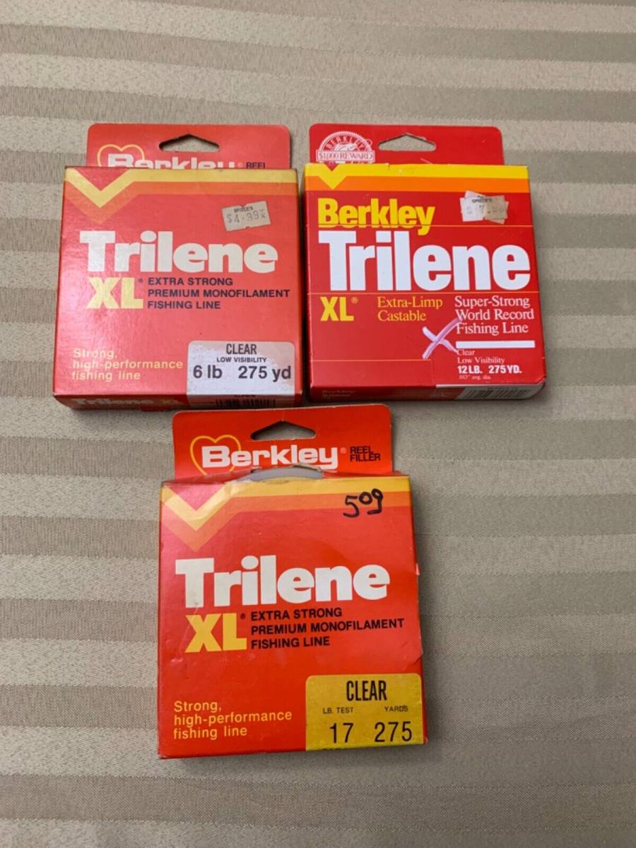 Trilene XL fishing line， 3 old stock boxes ， 6， 12， 17 lb clear， made in  USA 海外 即決