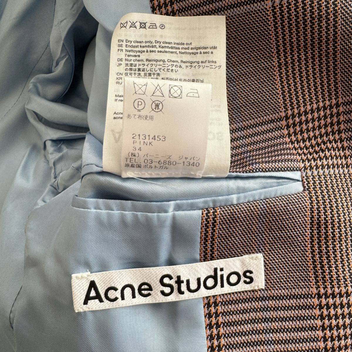 本物の Acne 極美品 ストゥディオズ アクネ ジャケットチェック柄