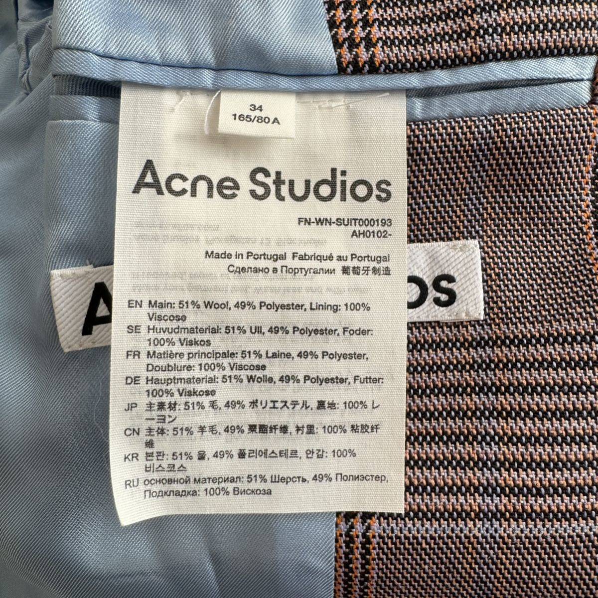 Acne Studios テーラード ジャケットチェック柄 アクネ ストゥディオズ