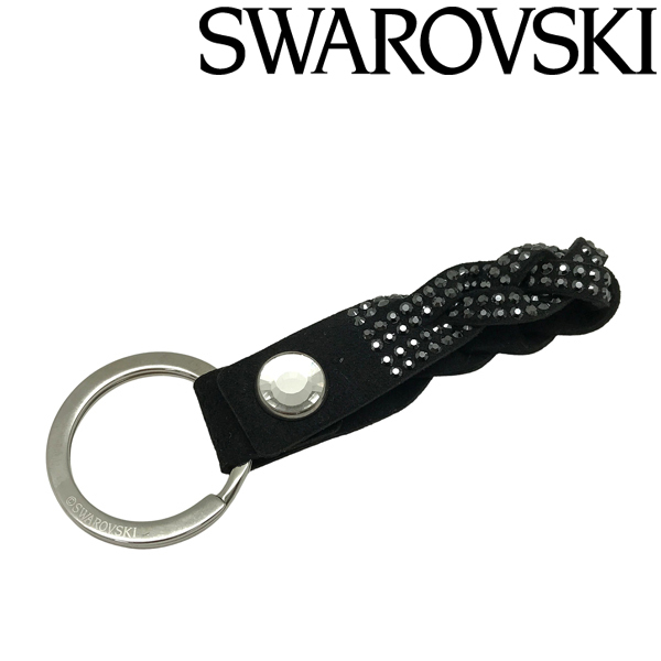 【中古】【ほぼ新品】SWAROVSKI キーホルダー スワロフスキー 5054337 ブラック×シルバー キーリング R-SW-K-0543-09