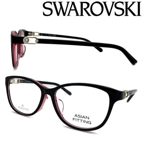 SWAROVSKI メガネフレーム ブランド ブラック×クリアレッド 眼鏡 SK5405D-005_画像1