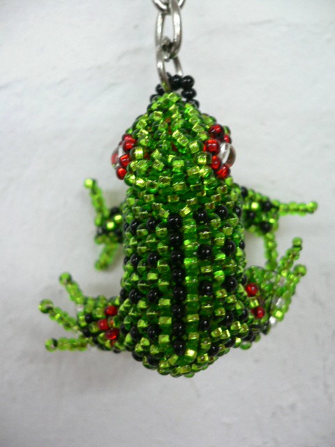  beads key holder ... frog . beads knitting beadwork beads Work hand made soft toy charm 