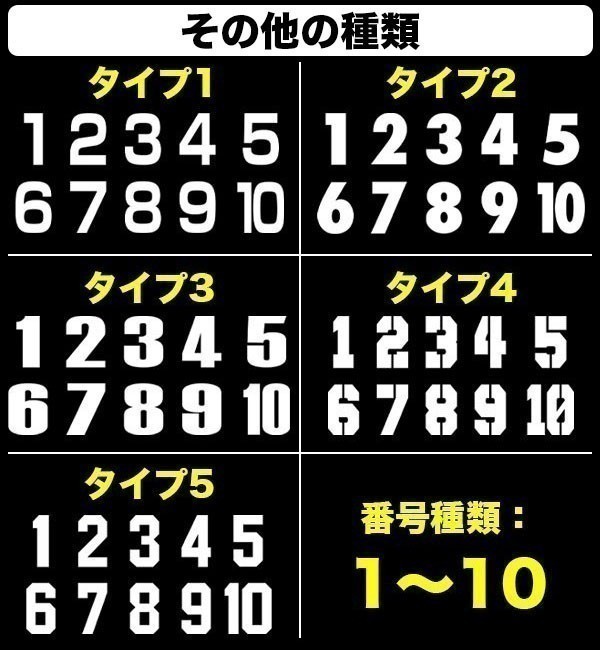 ★ヘルメット ナンバー タイプ1　1～10番 ステッカー 番号 数字 野球 ベースボール ソフトボール アイスホッケー スポーツ ゼッケン_画像4