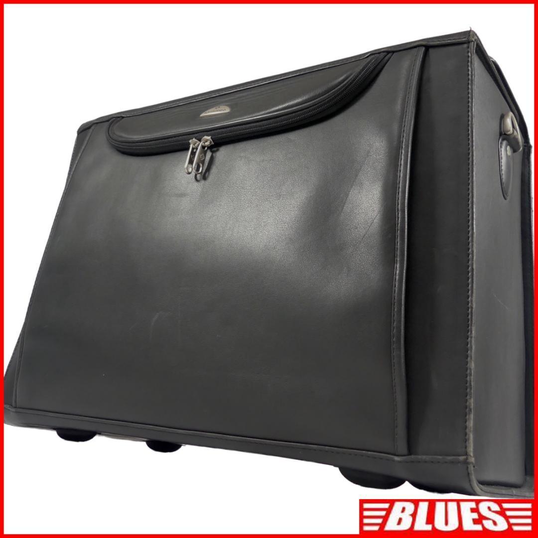  prompt decision *Samsonite* leather Pilot case Samsonite men's black original leather travel bag real leather business bag attache case shoulder 