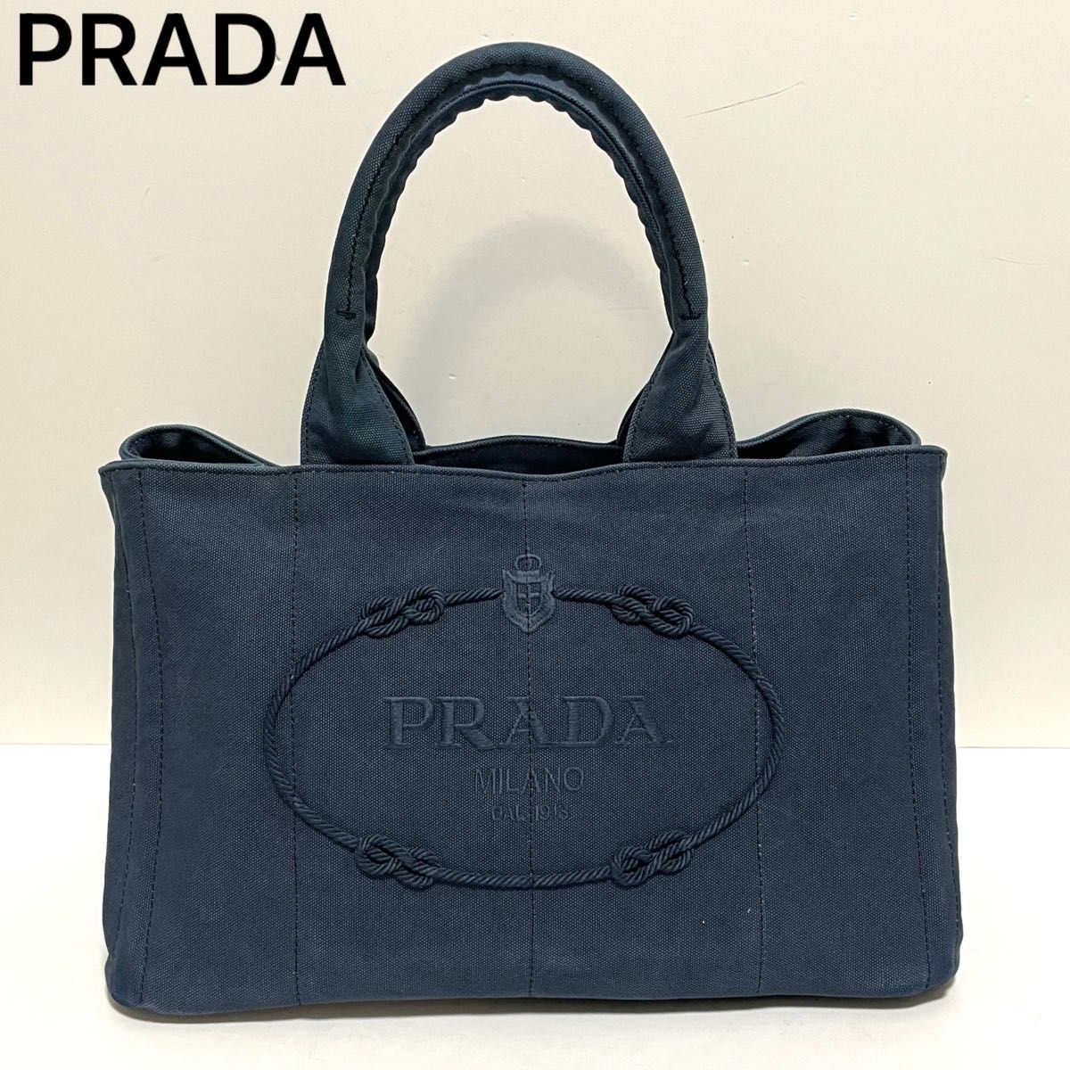 稀少】PRADA プラダ トートバッグ カナパ ロゴジャガード 三角ロゴ