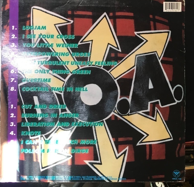 D.O.A. Loggerheads - Alternative Tentacle - 1983 US カタログつき VG+++_画像2