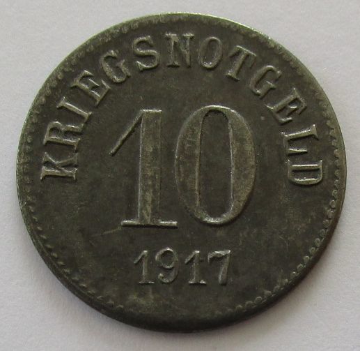 ドイツ バイエルン州 フュルト 10ペニヒ 1917年 鉄貨 硬貨 ノートゲルト_画像2