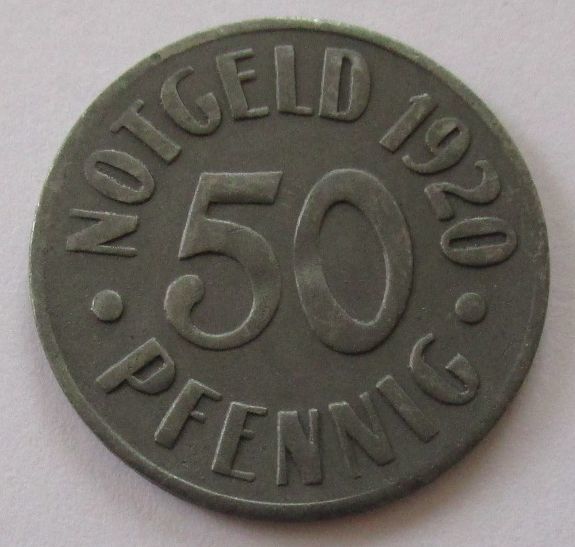 ドイツ カッセル 50ペニヒ 1920年 亜鉛貨 硬貨 ノートゲルトの画像2