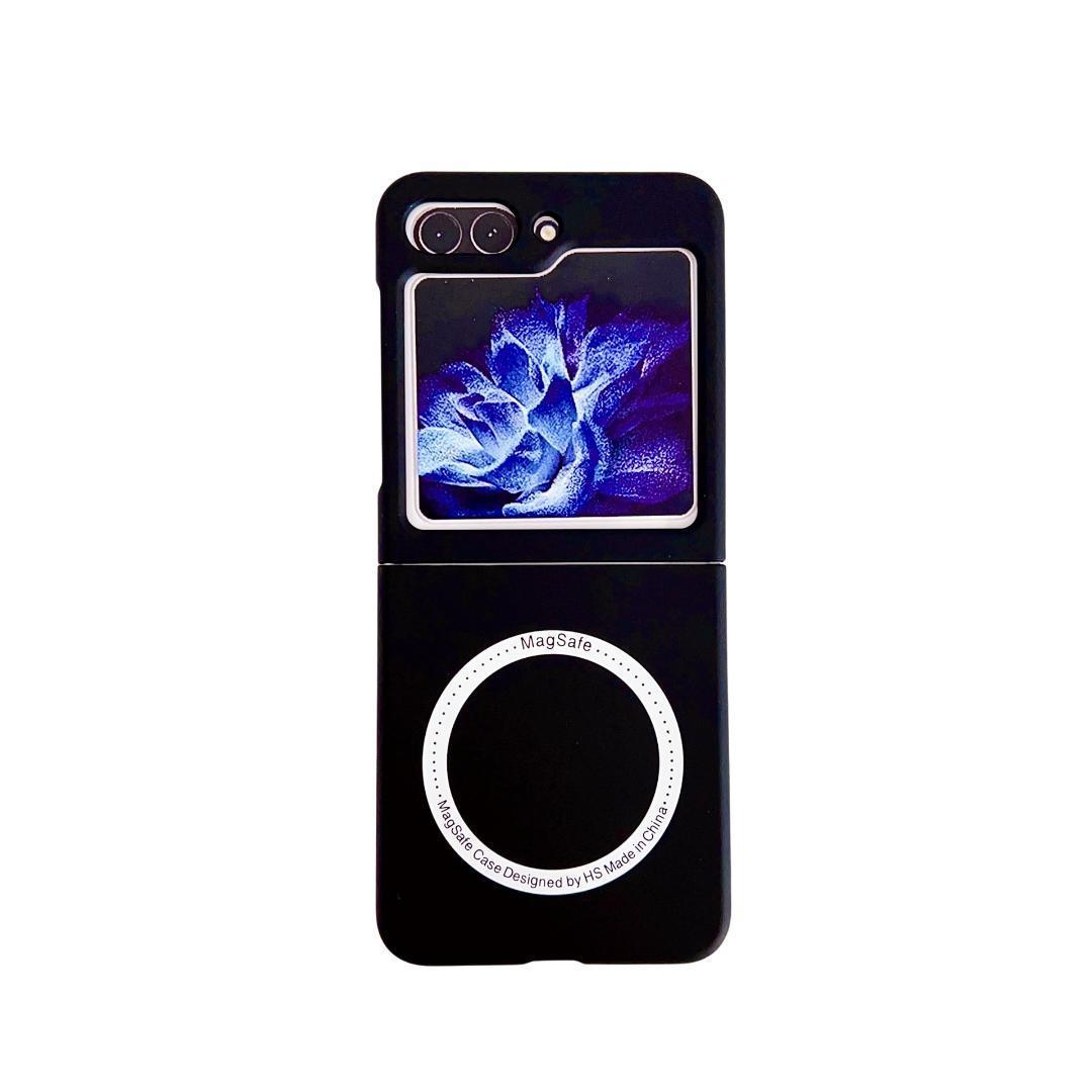 Galaxy Z Flip5 ケース ブラック 磁石 カバー シリコン_画像1