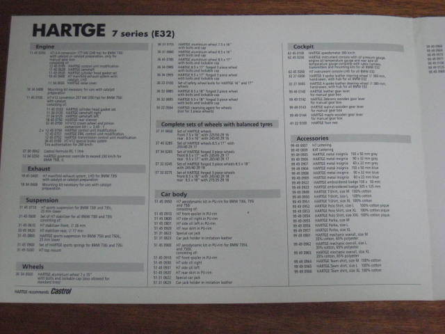 HARTGE BMW7series スペシャルカタログ　ジャンク品_画像4