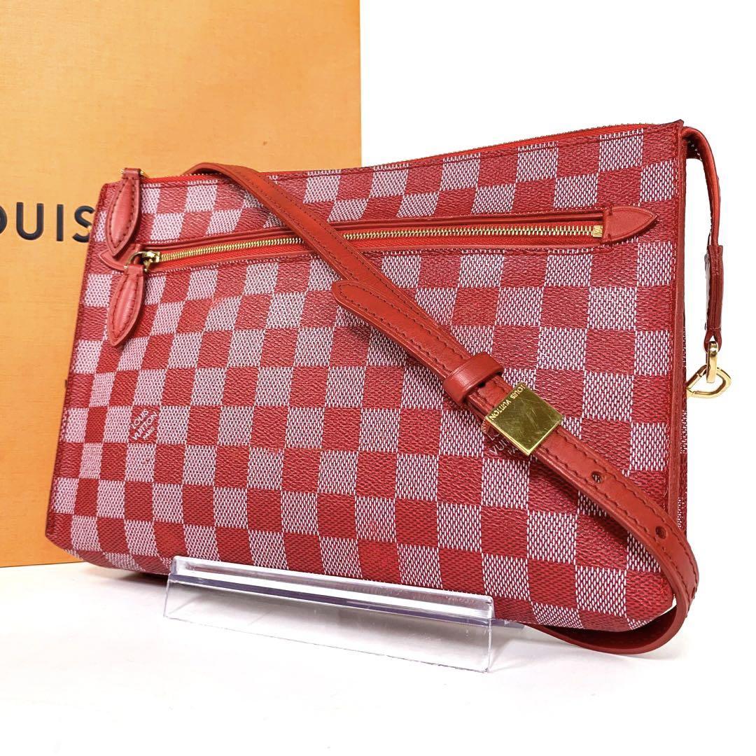 《超希少/美品》LOUIS VUITTON ルイヴィトン ダミエ モジュール 2WAYショルダーバッグ クラッチバッグ レッド 斜め掛け_画像1