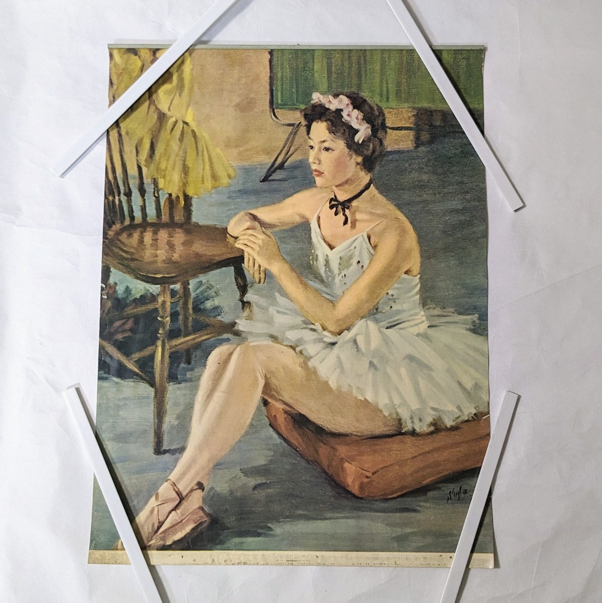  rare goods rare 1960 year . marsh hing gold six oil painting manner picture portrait painting ballet old fine art poster calendar ornament that time thing antique Vintage 
