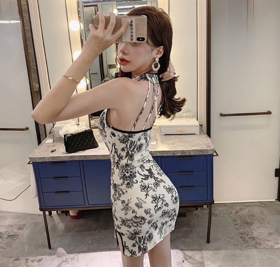  платье в китайском стиле коричневый ina одежда M размер sexy костюмы сорочка 