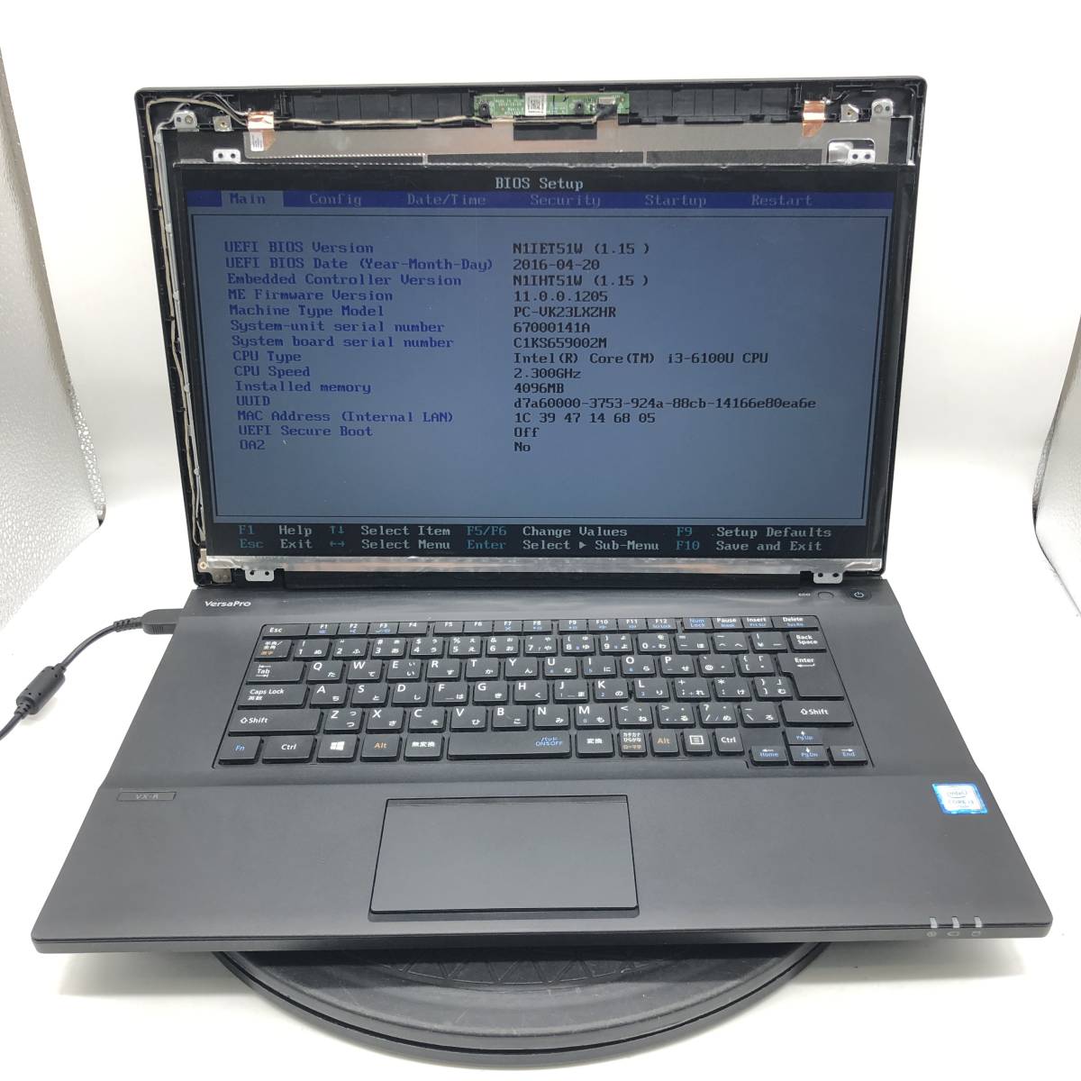 【BIOS可】ジャンク NEC VersaPro VK23L/X-T PC-VK23LXZGT CPU Core i3-6100U メモリ HDD SSDなし 中古 PC ノートパソコン 基盤 部品_画像1