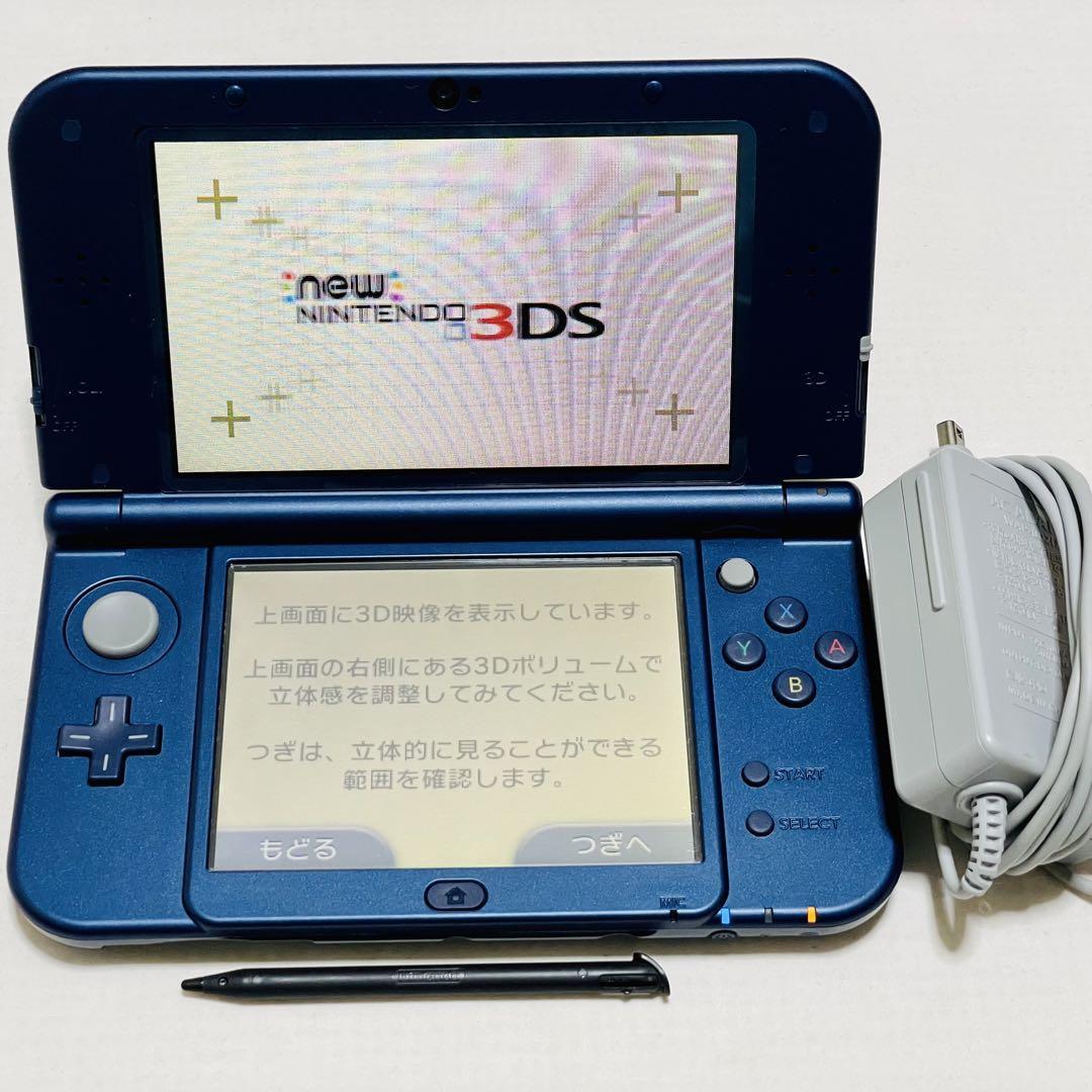 中古【new NINTENDO 3DS LL メタリックブルー 】 ACアダプタ付 任天堂