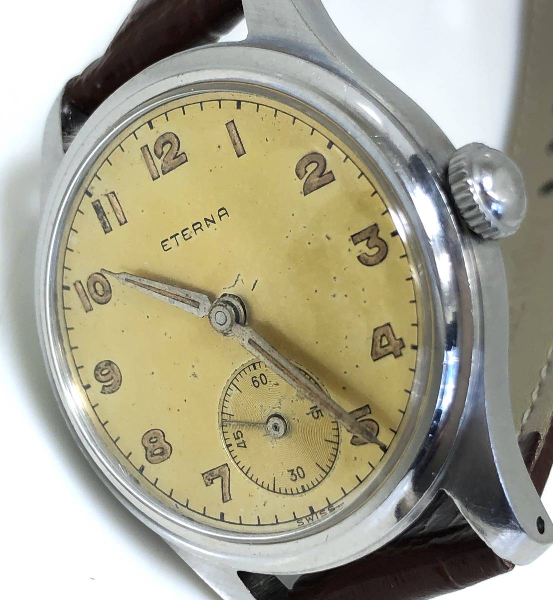 * clock (sa60)*[WH-7051]*ETERNA ( Eterna )* round * Arabia smoseko watch *SLAR/SS* operation goods *