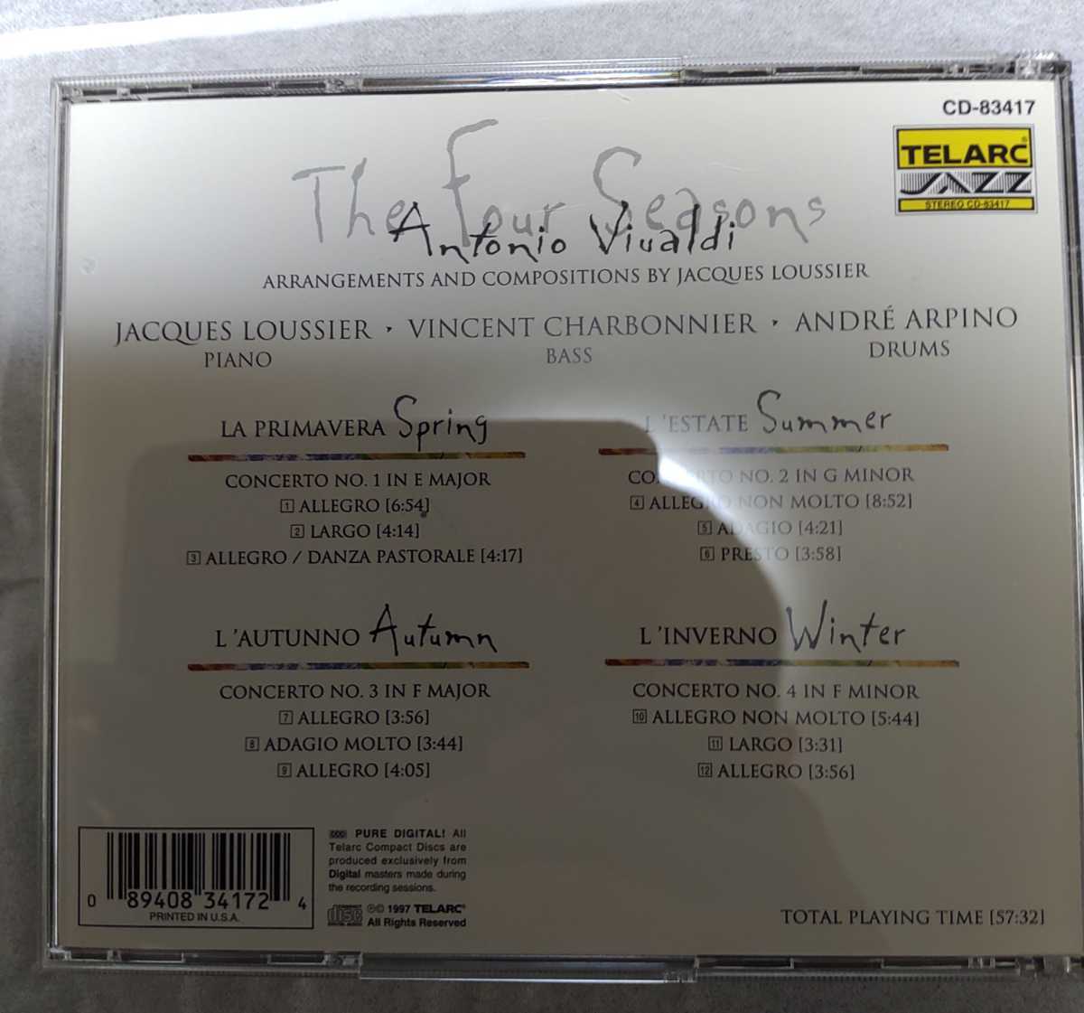 CD]JACQUES LOUSSIER TRIO ジャック・ルーシェ 四季/viualdi four seasons ヴィヴァルディ CD-83417 TELARC テラーク/高音質/ピアノトリオ_画像5