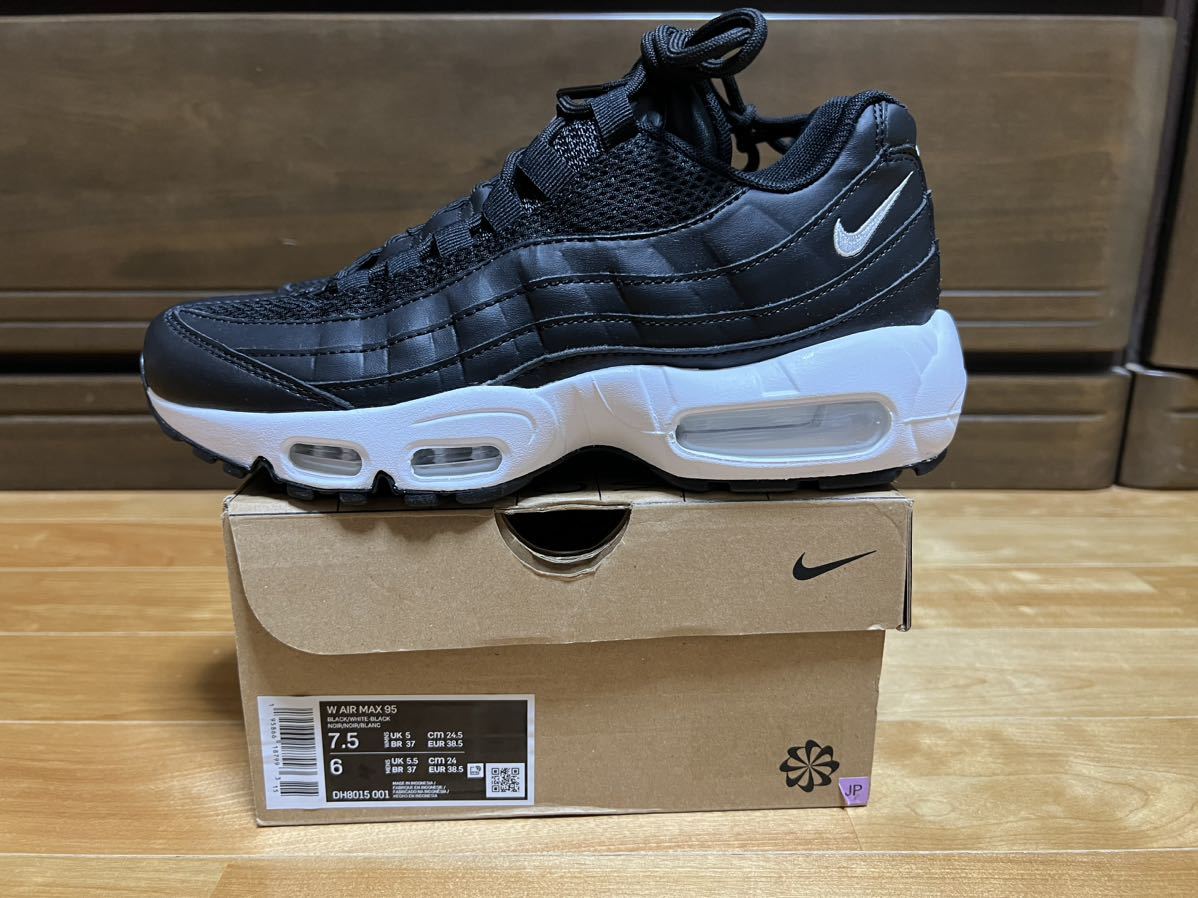 新品未使用 NIKE 24.5cm ナイキ AIR MAX 95 エアマックス スニーカー シューズ ブラック 黒 ホワイト 白 箱有 国内正規品 DH8015-001_画像2