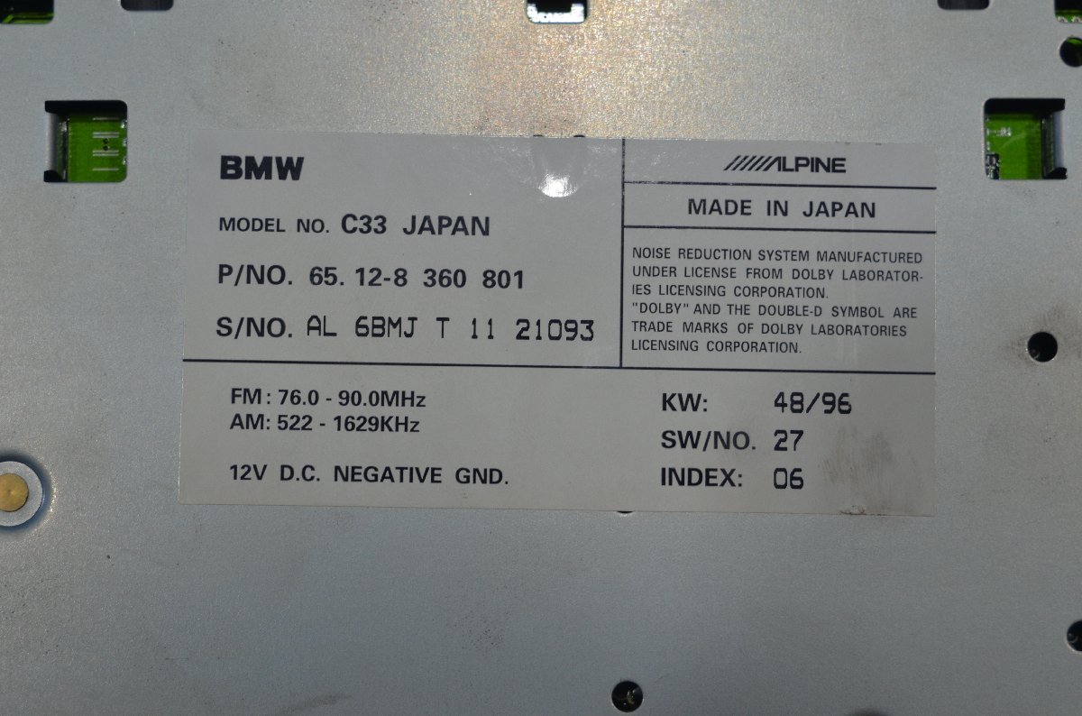 BMW 5シリーズ E39 純正　カセット デッキ アルパインALPINE ユニット 65.12-8 360 801_画像4