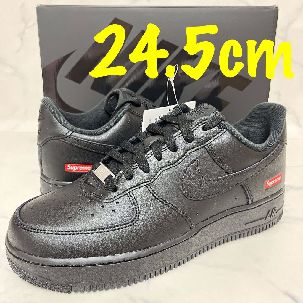 ★送料無料★【新品 完売モデル】24.5cm Supreme × Nike Air Force 1 Low Blackシュプリーム × ナイキ エアフォース1 ロー ブラック黒_画像1