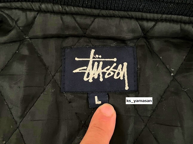 即決 STUSSY BIG4 スタジャン 黒 × 黒 90s ビンテージ Lサイズ