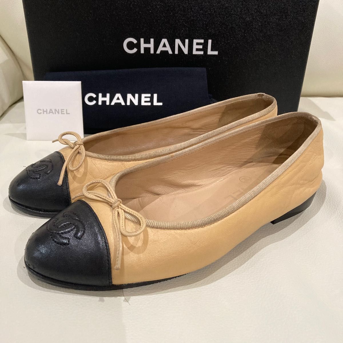 CHANEL ベージュ バレエシューズ 36 23cm ココマーク バレリーナ バイ