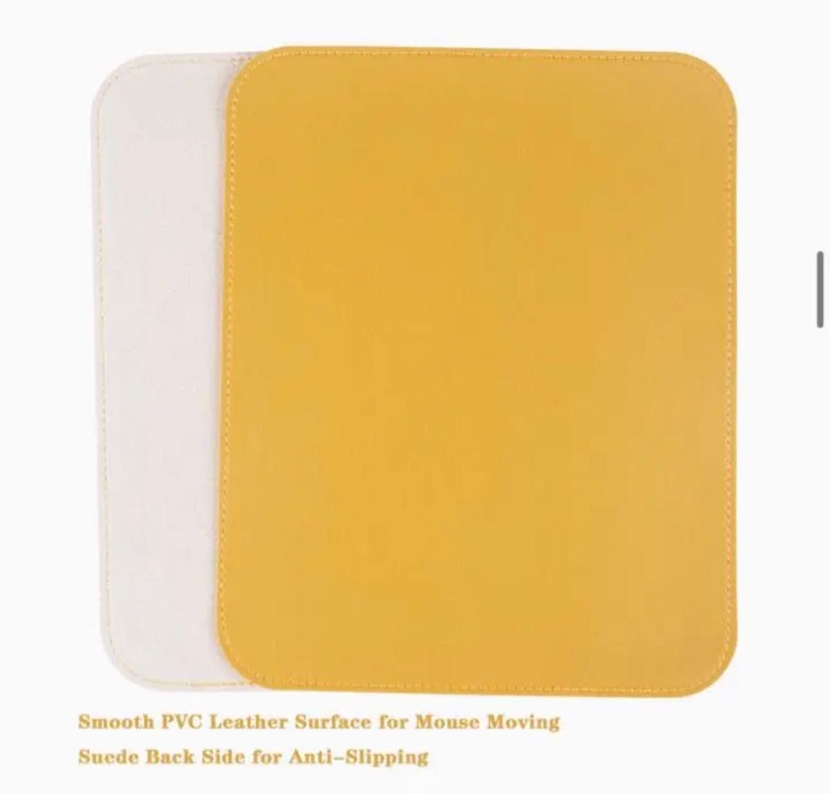 YSAGiマウスパッド、滑り止め／防水PVCレザー、2枚入り　黄色　極めて薄い