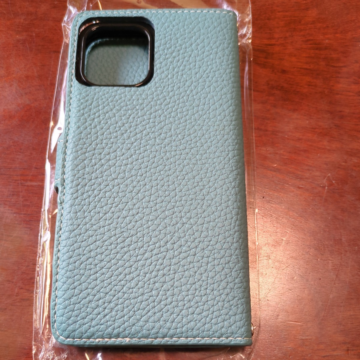 509h3018　[HANATORA] iPhone12 Pro Max ケース 手帳型 本革 水色 青緑色 ロシアンブルー PH-12ProMa