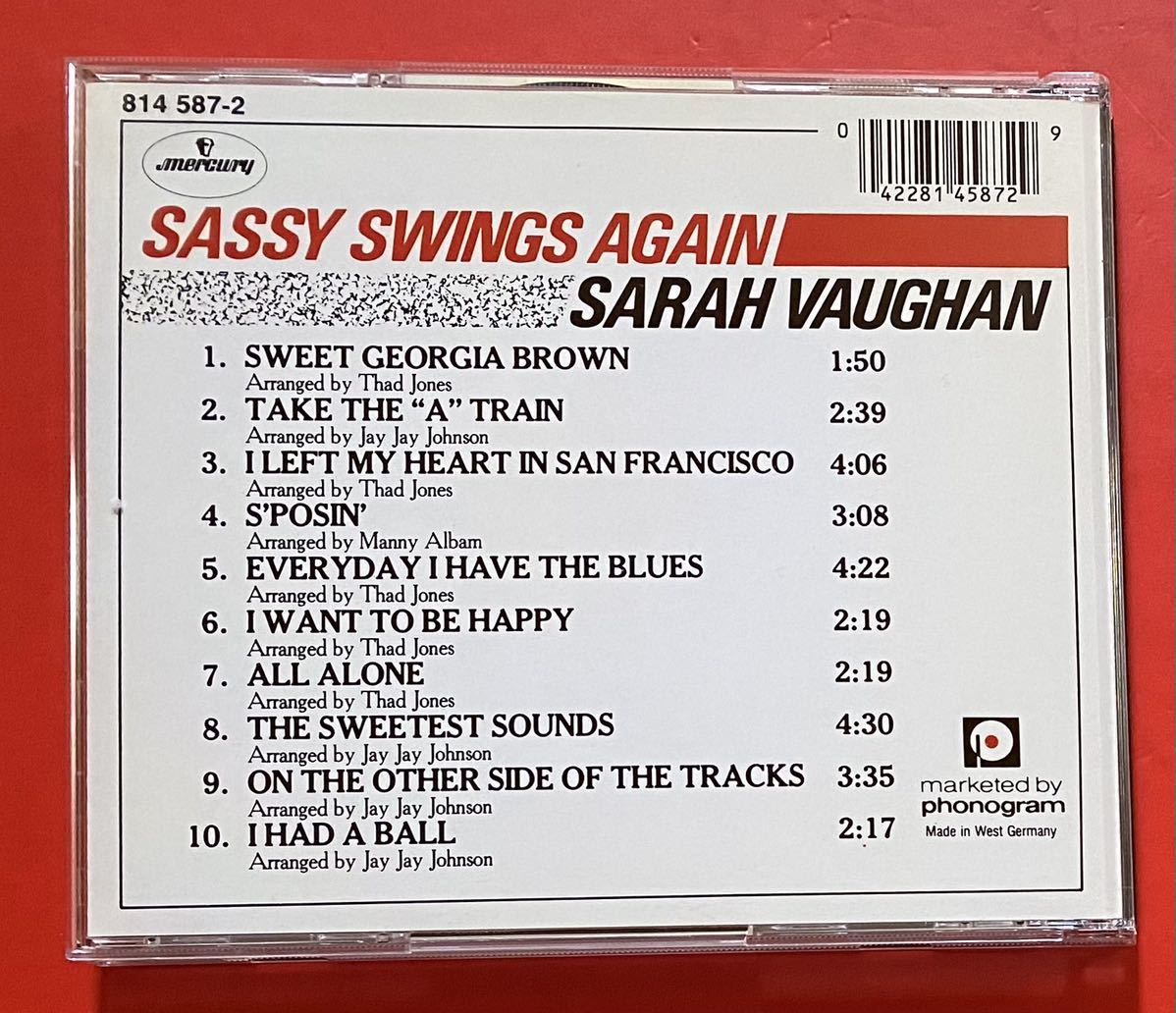 【CD】Sarah Vaughan「Sassy Swings Again」サラ・ヴォーン 輸入盤 [07220387]_画像2