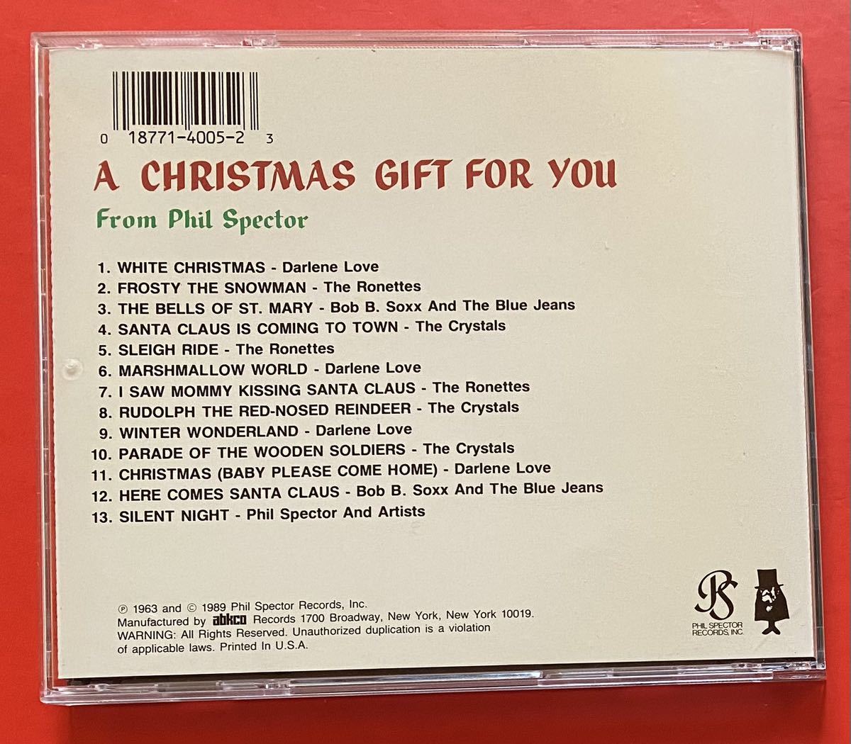 【CD】PHIL SPECTOR「A CHRISTMAS GIFT FOR YOU」フィル・スペクター 輸入盤 盤面良好 [08170187]_画像2
