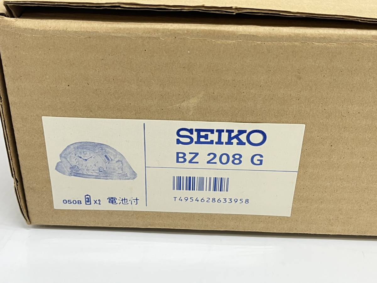 送料無料h53070 SEIKO セイコー 置時計 振り子時計 楽器 BZ208G クオーツ 昭和レトロ クリヤー/ゴールド 未使用_画像3