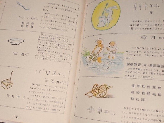 ヤフオク 1952年 彩色 文字の図鑑 漢字の生いたち 友野一