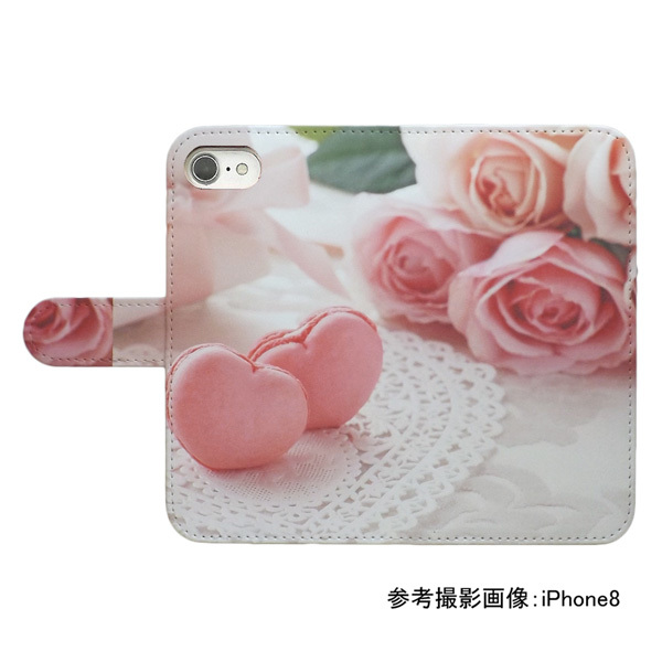 iPhone15 Pro　スマホケース 手帳型 プリントケース バラ 薔薇 花柄 ハート マカロン スイーツ_画像2