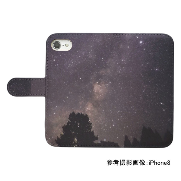 iPhone15 Pro　スマホケース 手帳型 プリントケース 夜空 景色 星 木_画像2