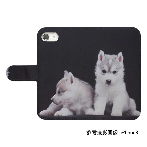 iPhone15 Pro Max　スマホケース 手帳型 プリントケース 犬 動物 シベリアンハスキー 子犬 かわいい_画像2