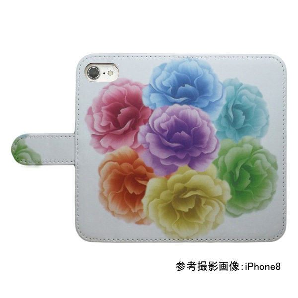 iPhone15 Pro Max　スマホケース 手帳型 プリントケース 花柄 薔薇 ローズ レインボー_画像2