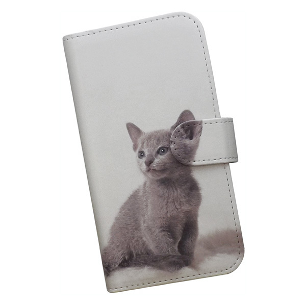 iPhone15 Pro Max　スマホケース 手帳型 プリントケース ネコ 子猫 ロシアンブルー_画像1